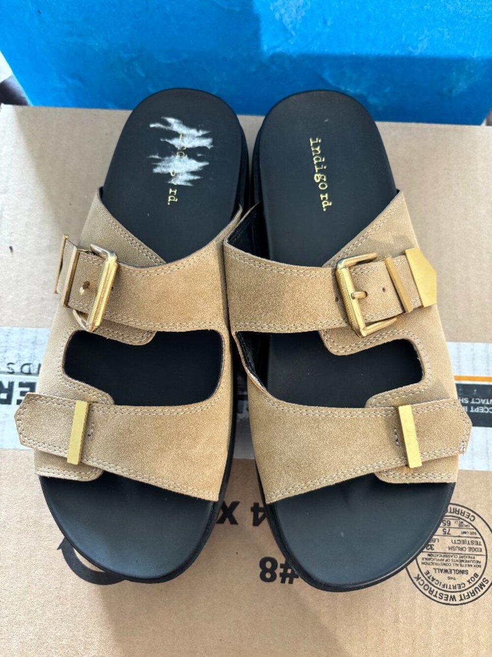 Indigo rd tan slide sandals